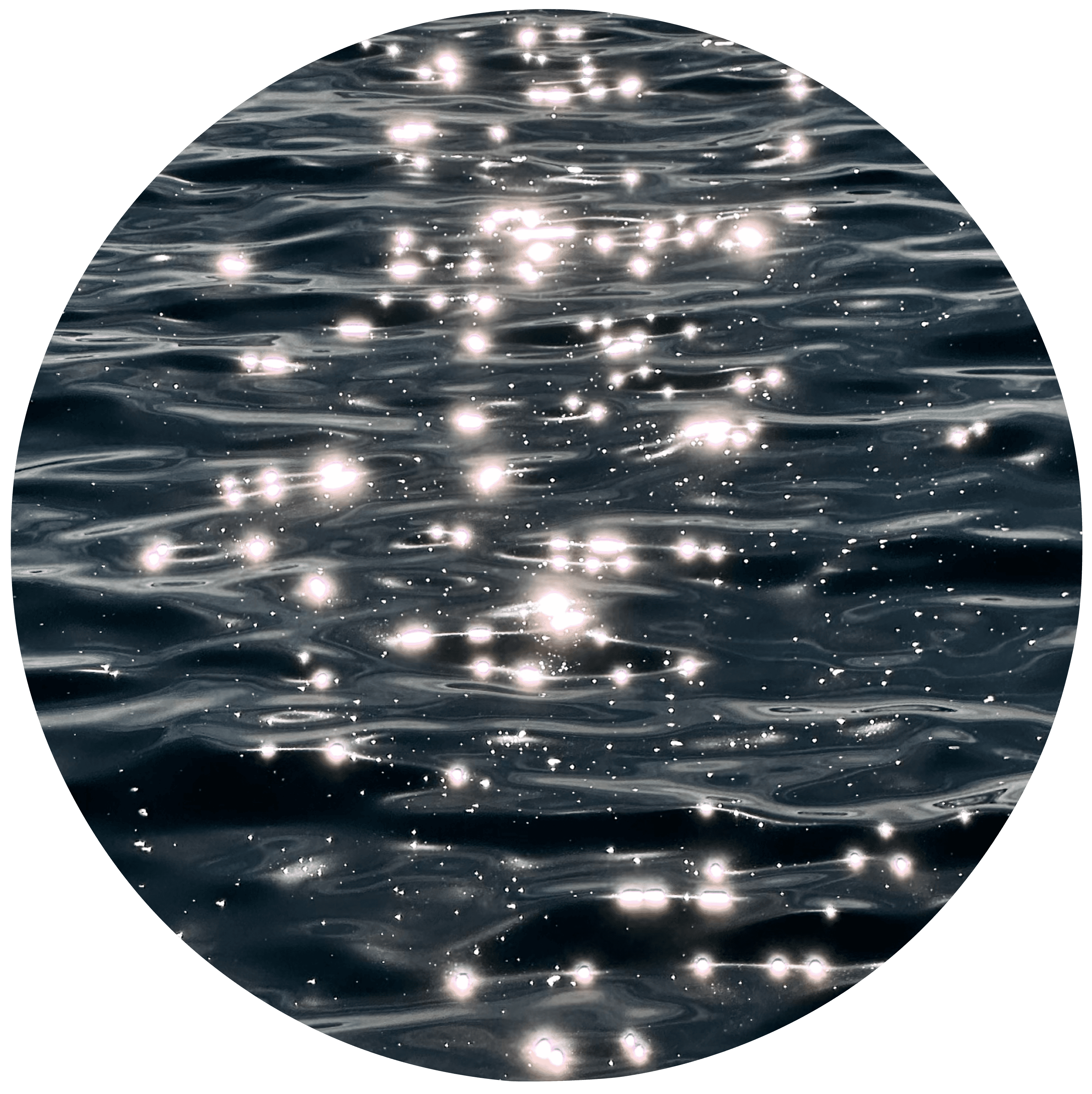Portals — a circular painting of light scattered across dark water
